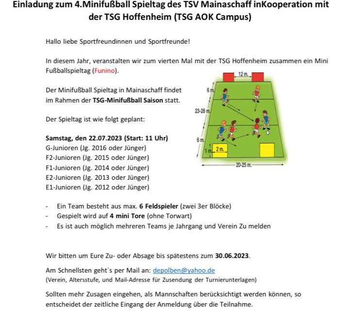 Funino-Spieltag in Kooperation mit der TSG Hoffenheim